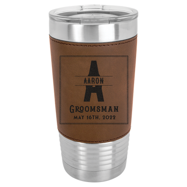 Personalized 20oz Leatherette Groomsmen Tumbler Gift